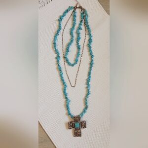 Shyanne - Turquoise & Copper Cross Necklace